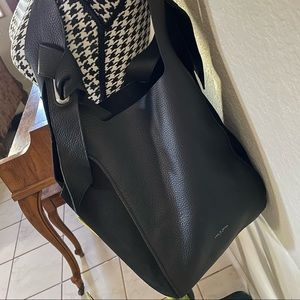 rag & bone Black Grand Shopper Bag, leather + suede, silver-tone hardware